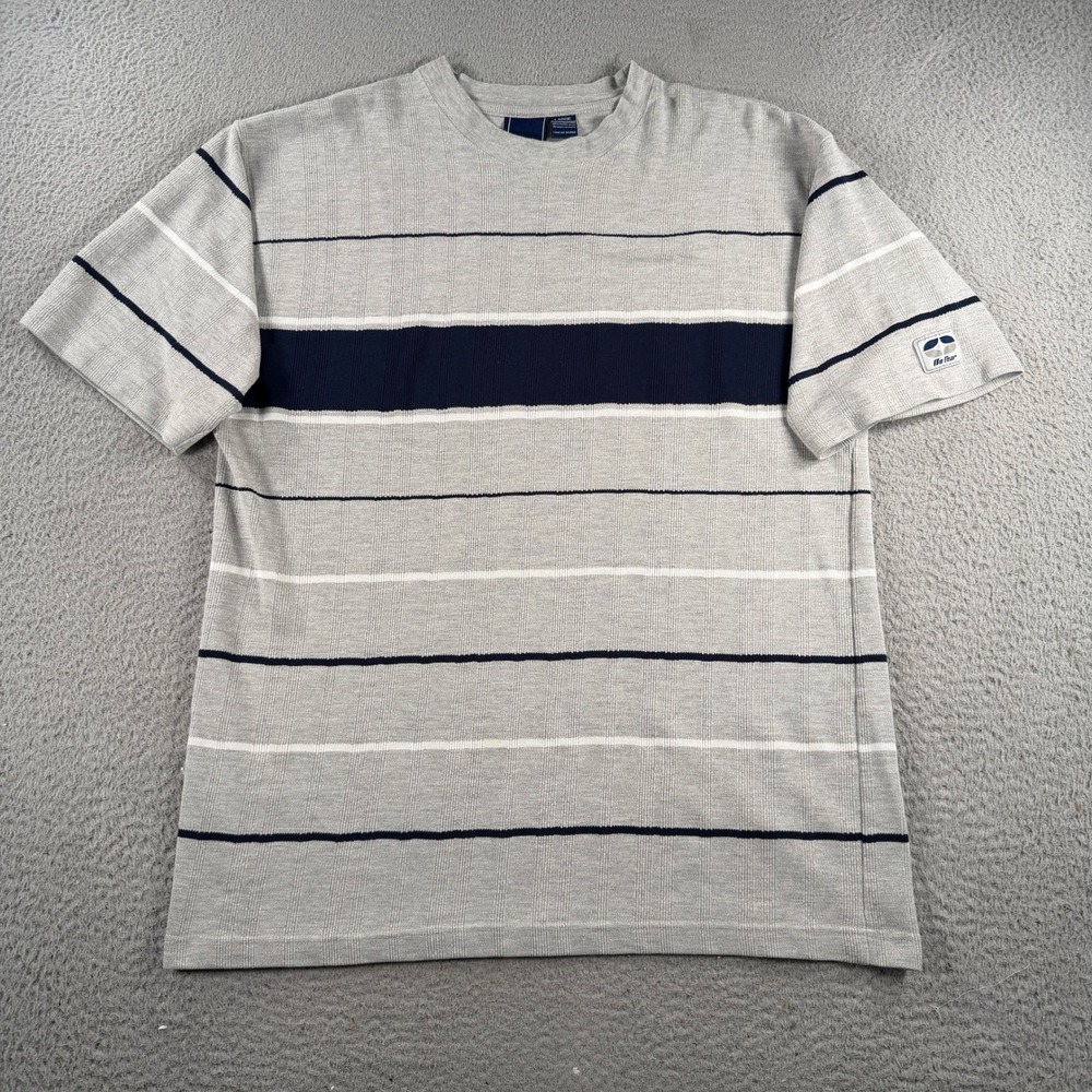 Vintage No Fear Shirt Mens Large Gray Striped Ribbed Knit Short Sleeve Skate